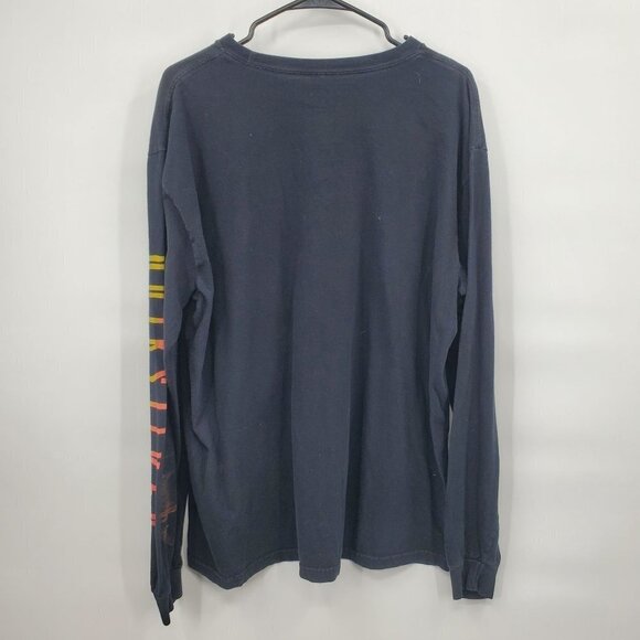 Quiksilver Logo Regular Fit Long Sleeve Top Crewneck Cotton XL Men Black Multi - Picture 6 of 10